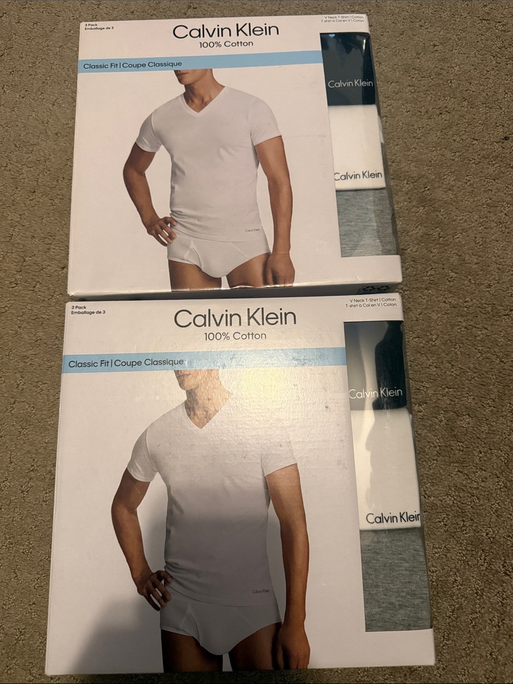 Calvin Klein classic for V neck t shirt 3 pk x2